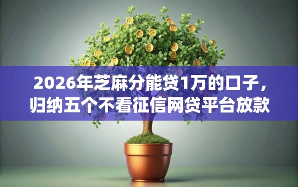 2026年芝麻分能贷1万的口子，归纳五个不看征信网贷平台放款快的app