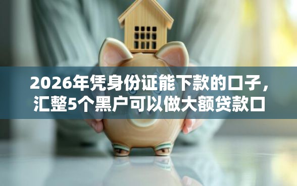 2026年凭身份证能下款的口子，汇整5个黑户可以做大额贷款口子