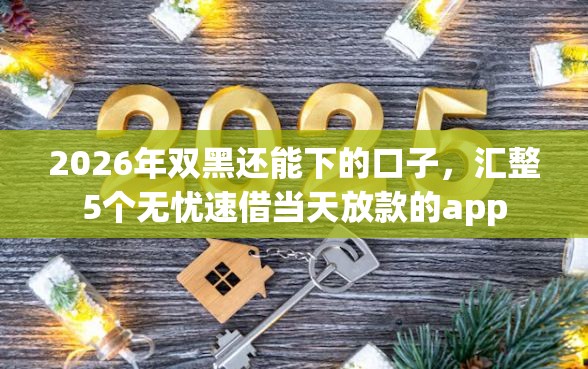 2026年双黑还能下的口子，汇整5个无忧速借当天放款的app