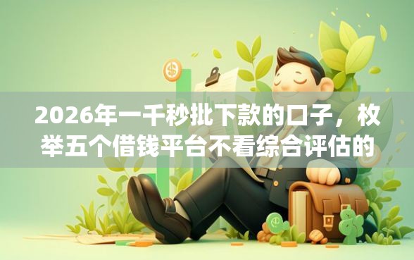 2026年一千秒批下款的口子，枚举五个借钱平台不看综合评估的app