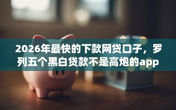 2026年最快的下款网贷口子，罗列五个黑白贷款不是高炮的app