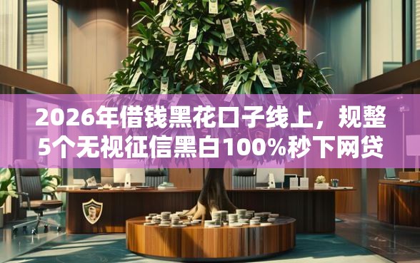 2026年借钱黑花口子线上，规整5个无视征信黑白100%秒下网贷口子