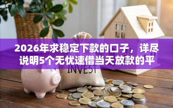 2026年求稳定下款的口子，详尽说明5个无忧速借当天放款的平台