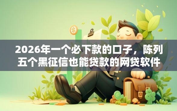 2026年一个必下款的口子，陈列五个黑征信也能贷款的网贷软件