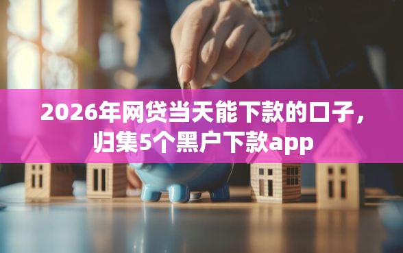 2026年网贷当天能下款的口子，归集5个黑户下款app
