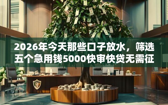 2026年今天那些口子放水，筛选五个急用钱5000快审快贷无需征信软件