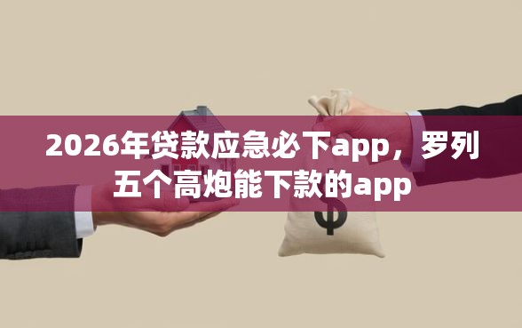 2026年贷款应急必下app，罗列五个高炮能下款的app