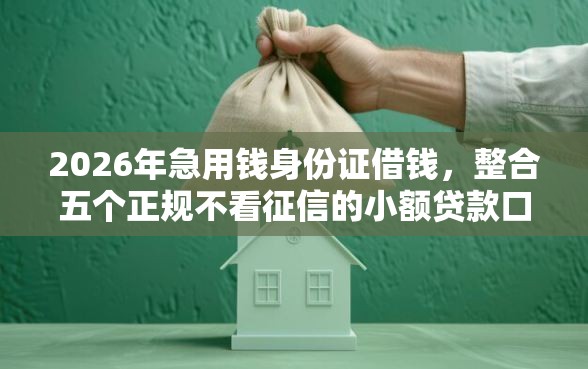 2026年急用钱身份证借钱，整合五个正规不看征信的小额贷款口子