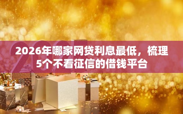 2026年哪家网贷利息最低，梳理5个不看征信的借钱平台