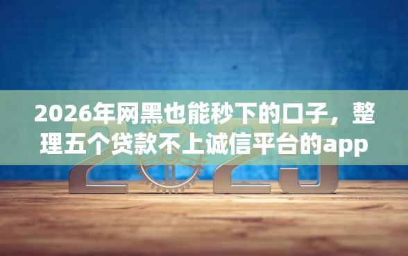 2026年网黑也能秒下的口子，整理五个贷款不上诚信平台的app