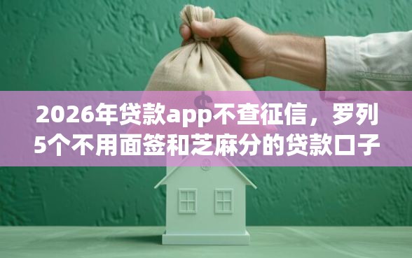 2026年贷款app不查征信，罗列5个不用面签和芝麻分的贷款口子