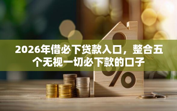 2026年借必下贷款入口，整合五个无视一切必下款的口子
