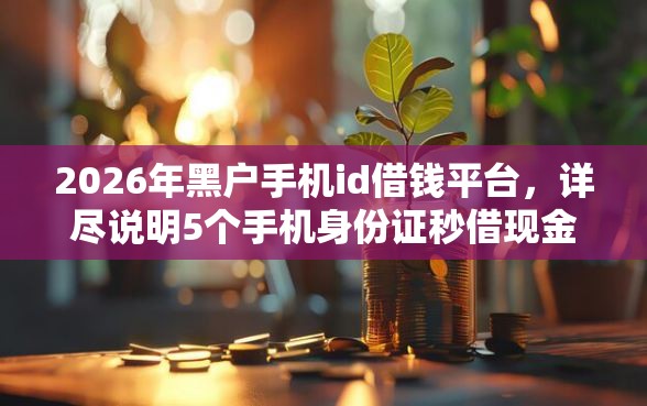 2026年黑户手机id借钱平台，详尽说明5个手机身份证秒借现金的口子