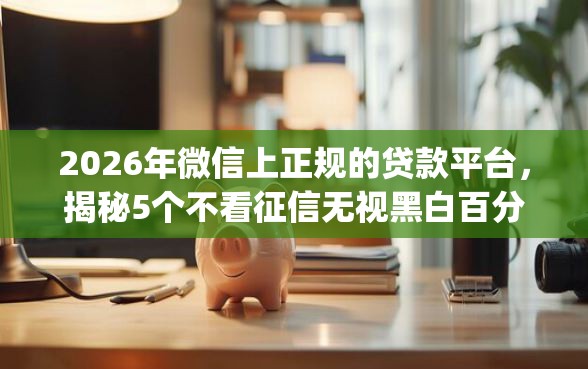 2026年微信上正规的贷款平台，揭秘5个不看征信无视黑白百分百下款网贷app