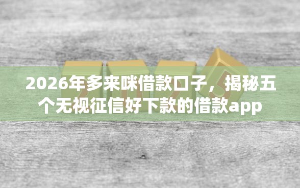 2026年多来咪借款口子，揭秘五个无视征信好下款的借款app
