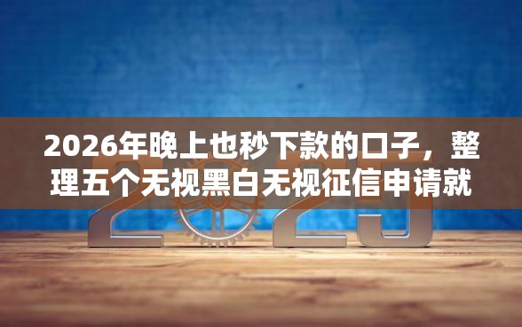 2026年晚上也秒下款的口子，整理五个无视黑白无视征信申请就下款的口子