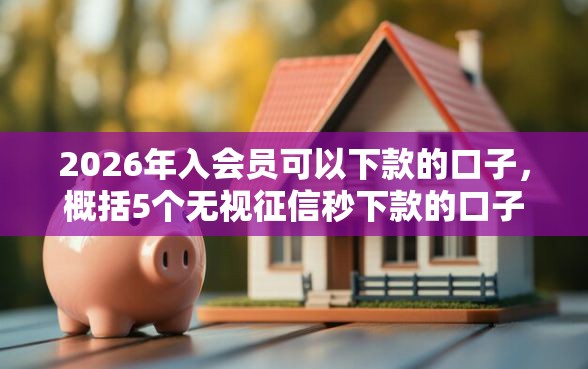 2026年入会员可以下款的口子，概括5个无视征信秒下款的口子