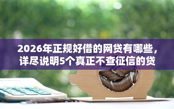 2026年正规好借的网贷有哪些，详尽说明5个真正不查征信的贷款口子