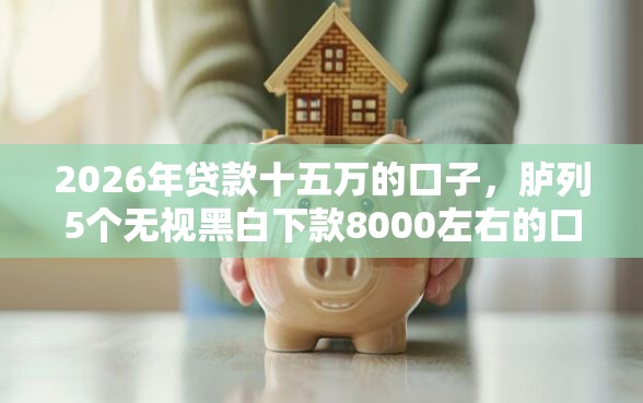 2026年贷款十五万的口子，胪列5个无视黑白下款8000左右的口子