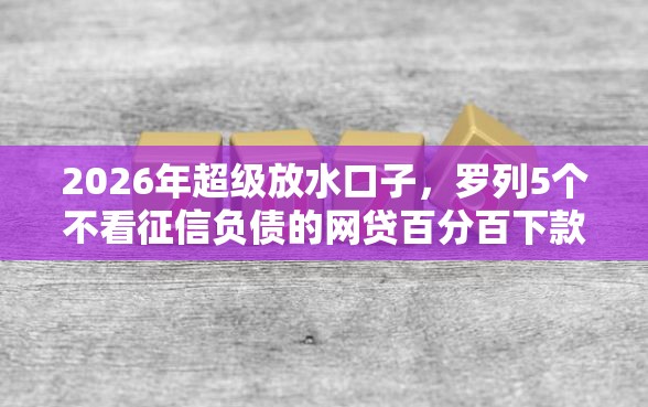 2026年超级放水口子，罗列5个不看征信负债的网贷百分百下款口子