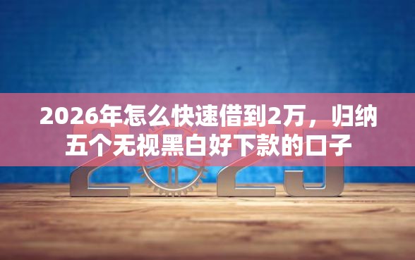 2026年怎么快速借到2万，归纳五个无视黑白好下款的口子