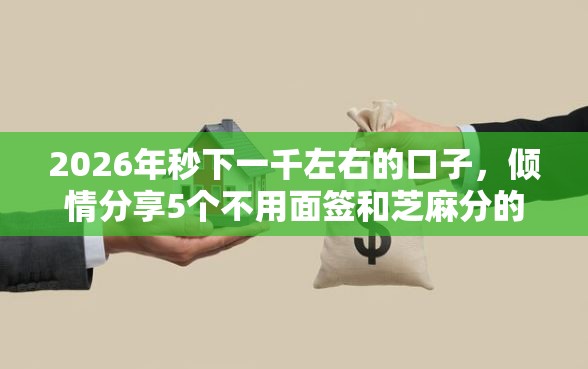2026年秒下一千左右的口子，倾情分享5个不用面签和芝麻分的贷款平台