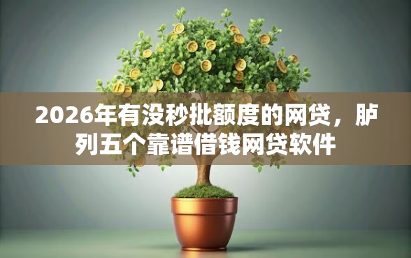 2026年有没秒批额度的网贷，胪列五个靠谱借钱网贷软件
