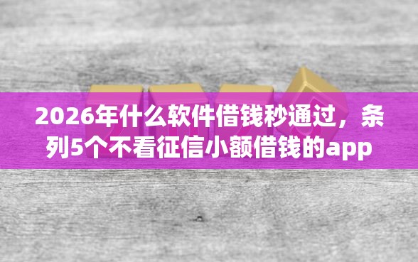 2026年什么软件借钱秒通过，条列5个不看征信小额借钱的app