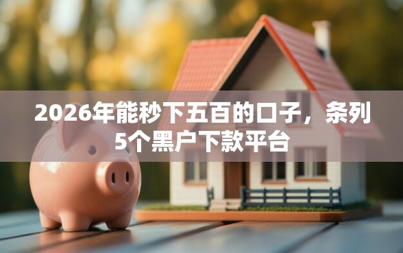 2026年能秒下五百的口子，条列5个黑户下款平台