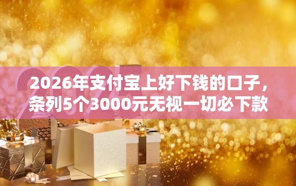 2026年支付宝上好下钱的口子，条列5个3000元无视一切必下款的口子