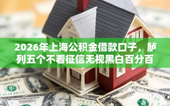 2026年上海公积金借款口子，胪列五个不看征信无视黑白百分百下款网贷口子