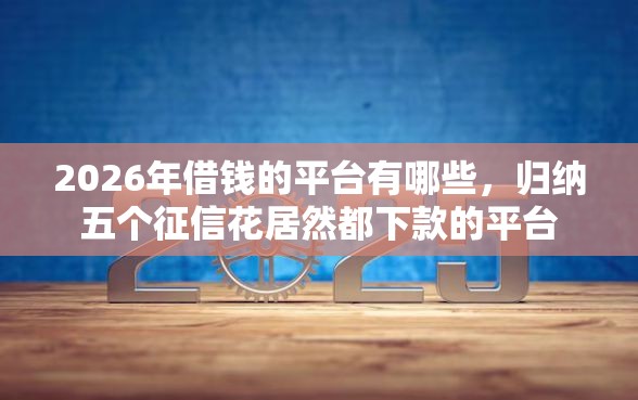 2026年借钱的平台有哪些，归纳五个征信花居然都下款的平台