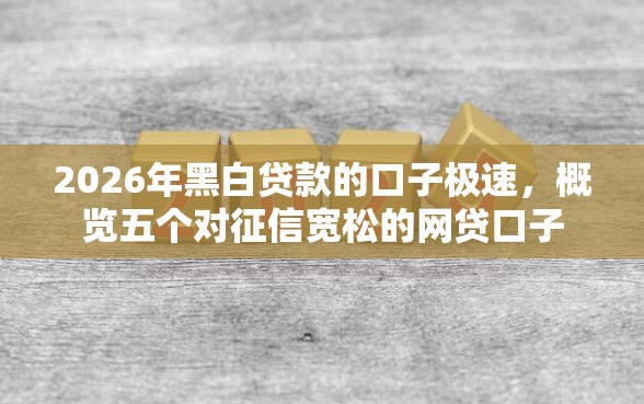 2026年黑白贷款的口子极速，概览五个对征信宽松的网贷口子