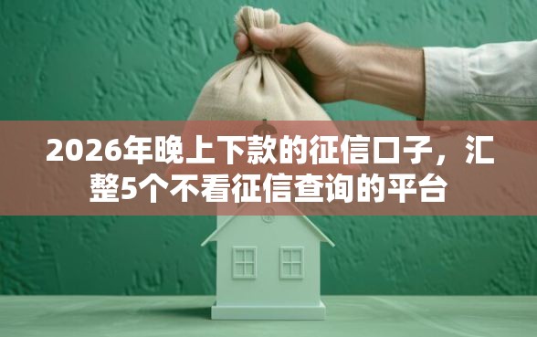 2026年晚上下款的征信口子，汇整5个不看征信查询的平台