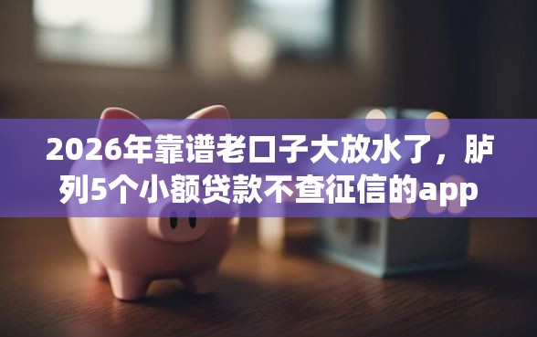 2026年靠谱老口子大放水了，胪列5个小额贷款不查征信的app