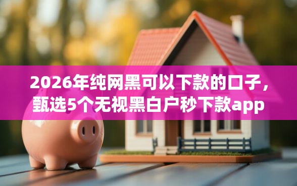 2026年纯网黑可以下款的口子，甄选5个无视黑白户秒下款app