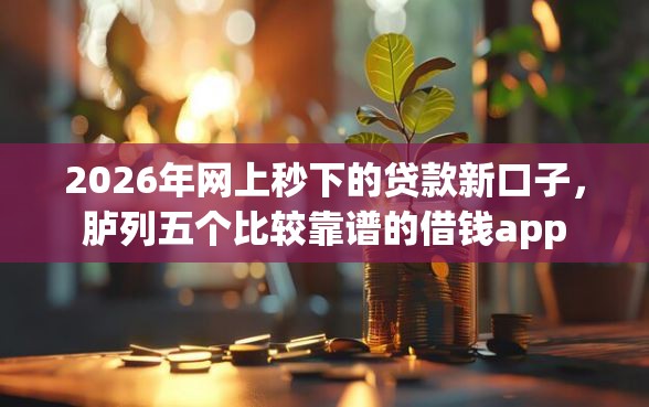 2026年网上秒下的贷款新口子，胪列五个比较靠谱的借钱app