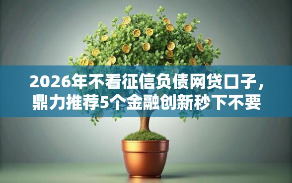 2026年不看征信负债网贷口子，鼎力推荐5个金融创新秒下不要芝麻分的软件