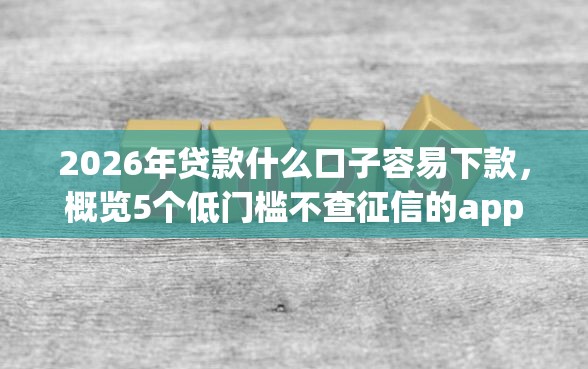 2026年贷款什么口子容易下款，概览5个低门槛不查征信的app