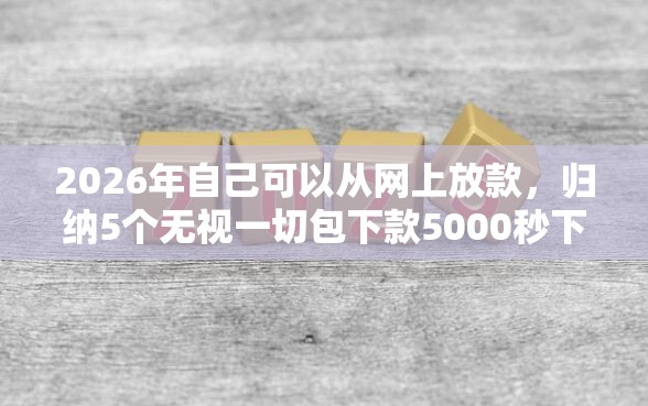 2026年自己可以从网上放款，归纳5个无视一切包下款5000秒下款的平台