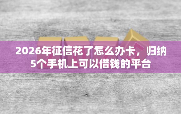 2026年征信花了怎么办卡，归纳5个手机上可以借钱的平台