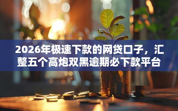 2026年极速下款的网贷口子，汇整五个高炮双黑逾期必下款平台