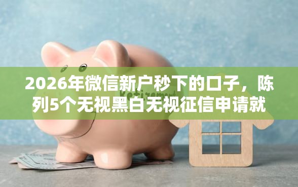 2026年微信新户秒下的口子，陈列5个无视黑白无视征信申请就下款的口子