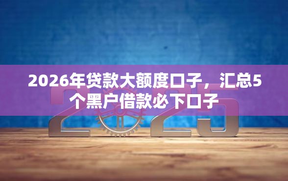 2026年贷款大额度口子，汇总5个黑户借款必下口子