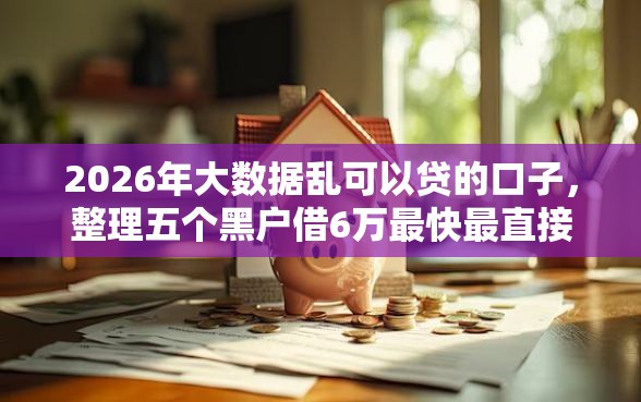 2026年大数据乱可以贷的口子，整理五个黑户借6万最快最直接的渠道