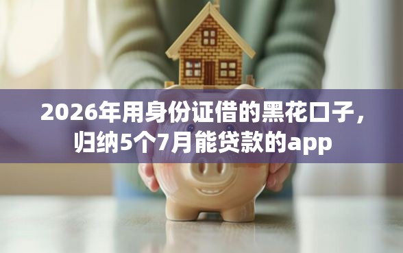 2026年用身份证借的黑花口子，归纳5个7月能贷款的app