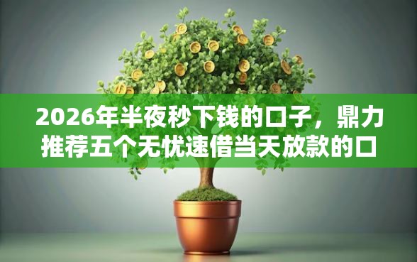 2026年半夜秒下钱的口子，鼎力推荐五个无忧速借当天放款的口子