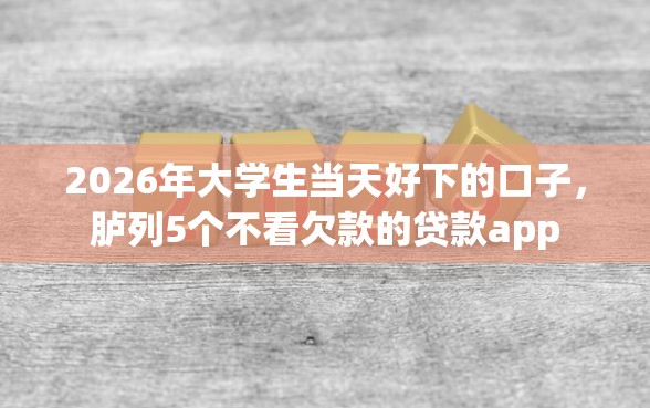 2026年大学生当天好下的口子，胪列5个不看欠款的贷款app