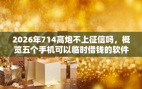 2026年714高炮不上征信吗，概览五个手机可以临时借钱的软件