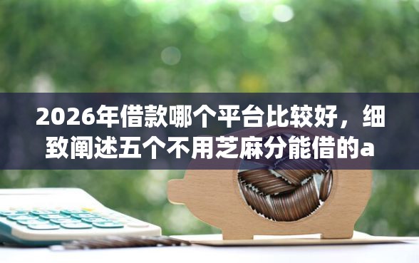 2026年借款哪个平台比较好，细致阐述五个不用芝麻分能借的app